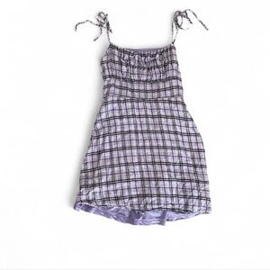 Purple Plaid Spaghetti Strap Mini Dress